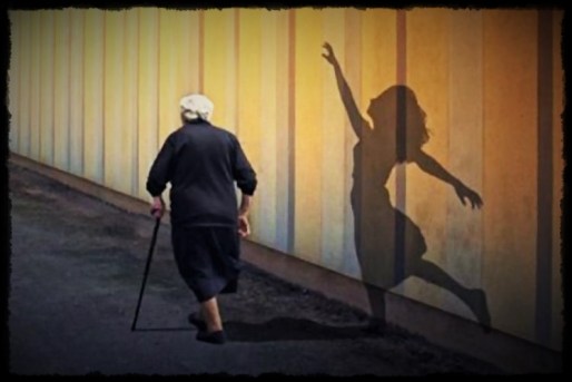 old woman & shadow of lady